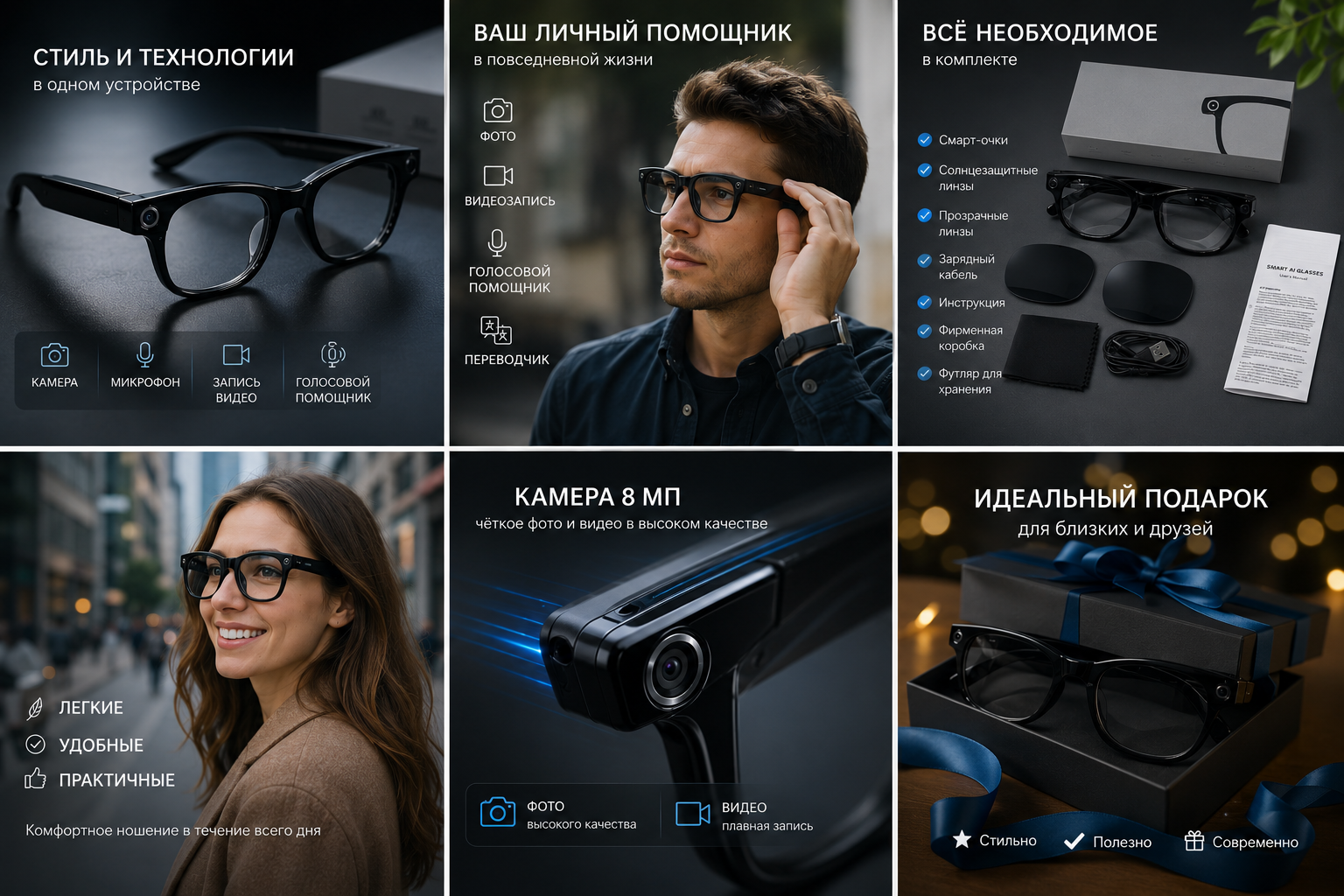 Фото очков, примеры использования и комплектация